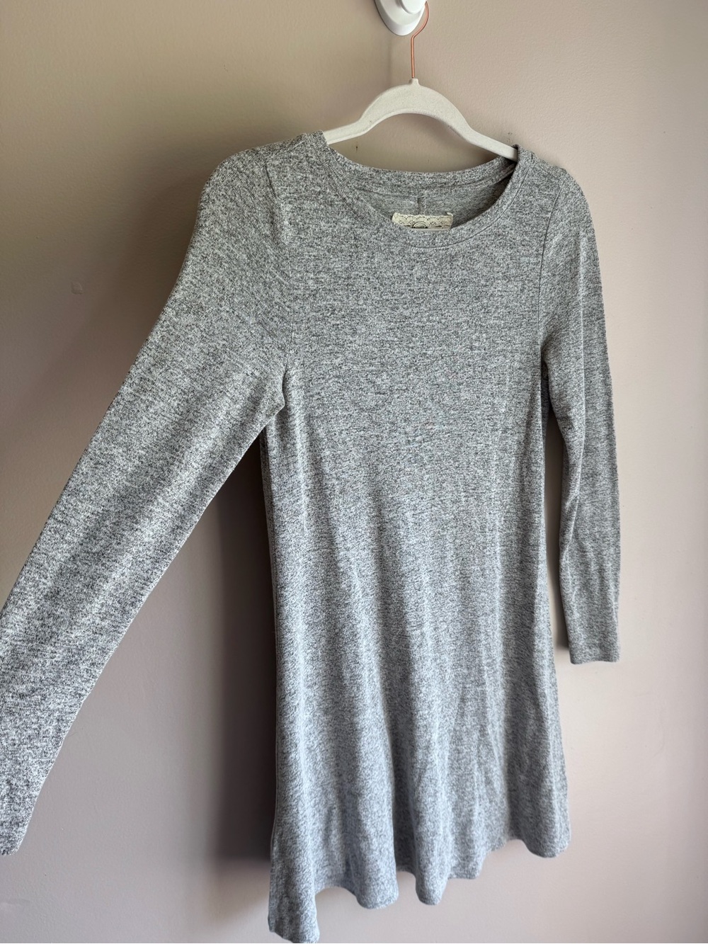 Cupio Gray Long Sleeve Fit Flare Knee Length Dress Crew Neck M - Picture 2 of 8